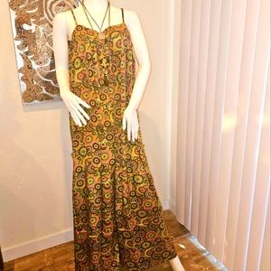 KARMA Hwy Relaxed Silky Palazzo Jumper Green Floral-NWT OS